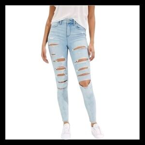AE Forever Soft Ripped High-Waisted Jegging Indigo Skylight Destroy